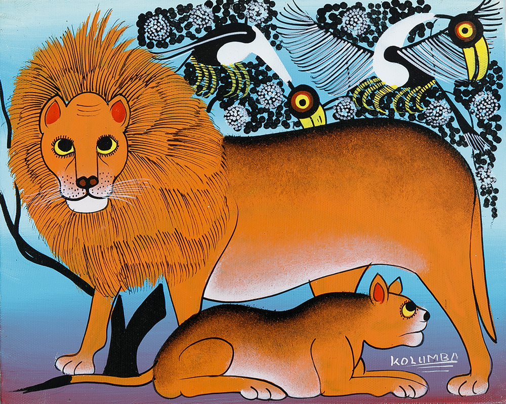 ライオンの親子 / 鳥 - ティンガティンガオンラインショップ