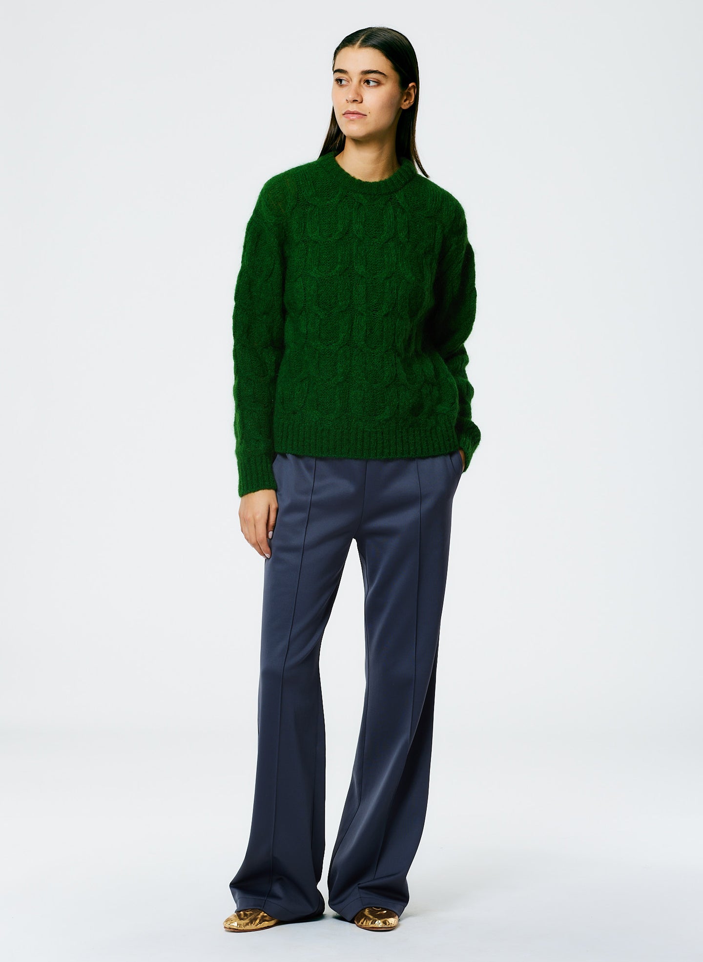 Soft Mohair Cable Crewneck Easy Pullover – Tibi Official