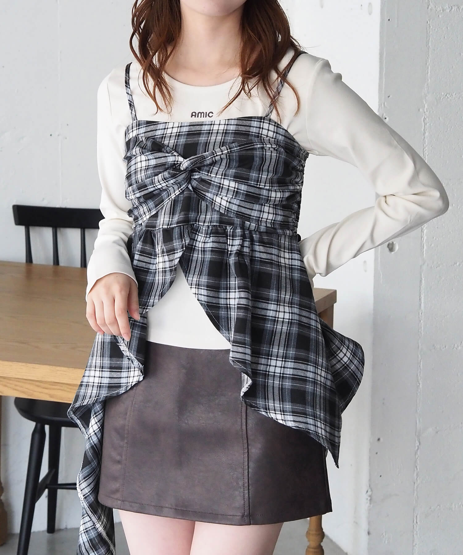 tiptop+pocket ティップトッププラスポケット / チェックアシメフリル