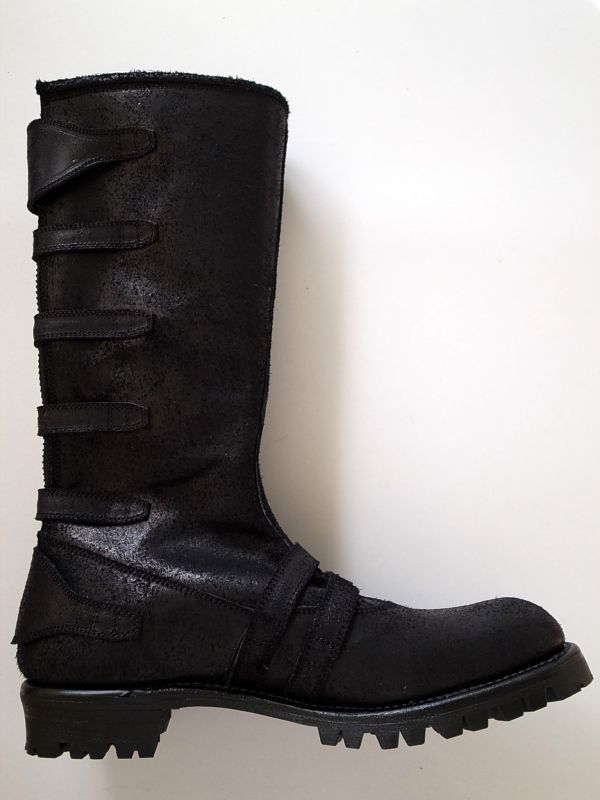 black means Leather Strap Boots black suede - tity