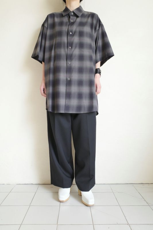 stein OVERSIZED SS SHIRT・OMBRE CHECK DARK NAVY - tity