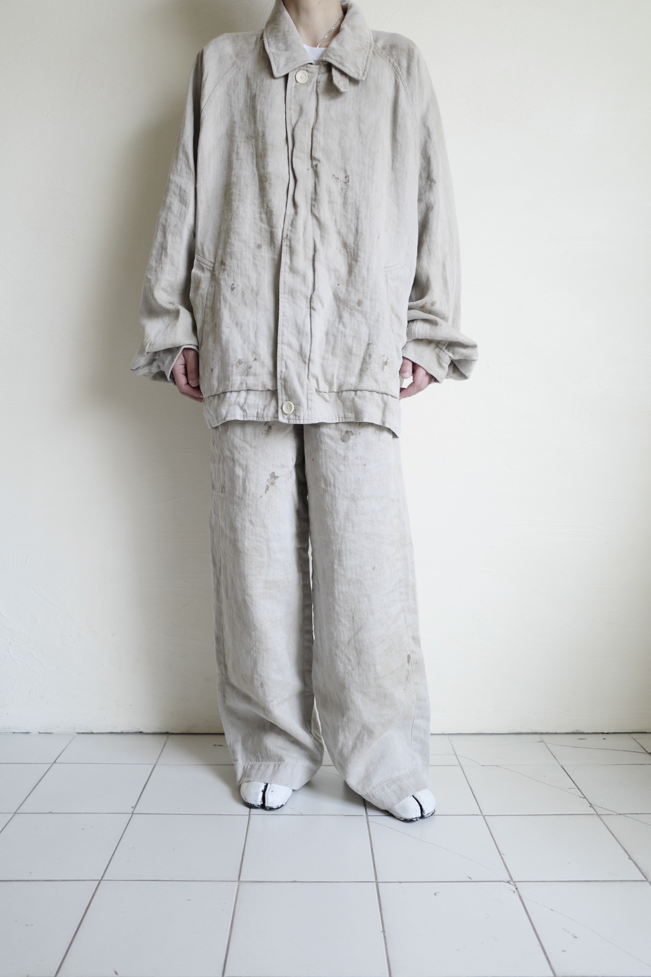 ssstein HEAVY LINEN HERRINGBONE ZIP JACKET・NATURAL - tity