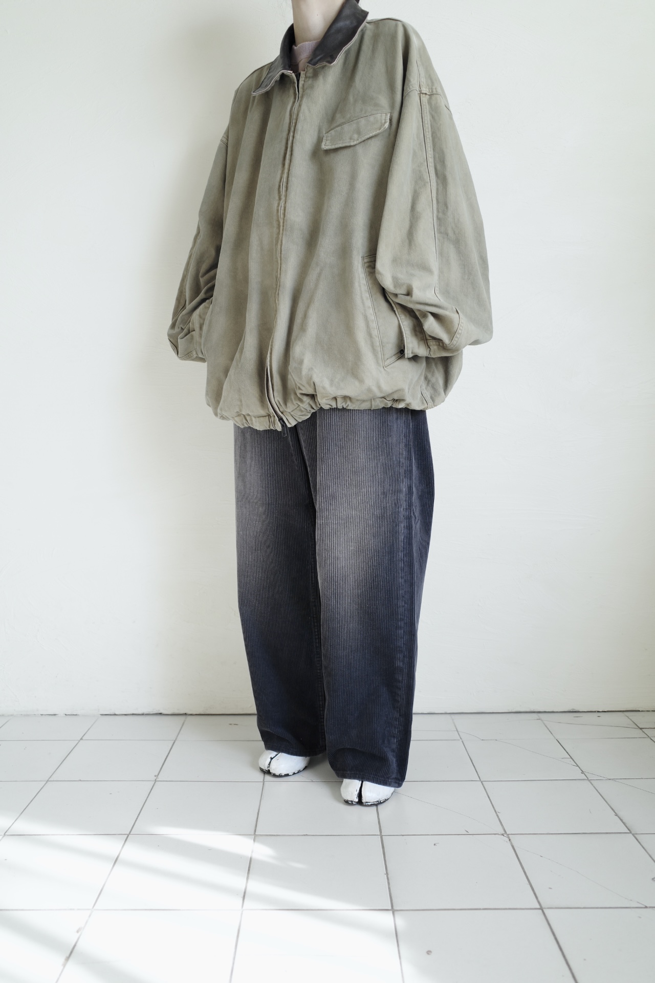 ssstein SULFUR DYED WHIP CORD VINTAGE ZIP JACKET・KHAKI - tity