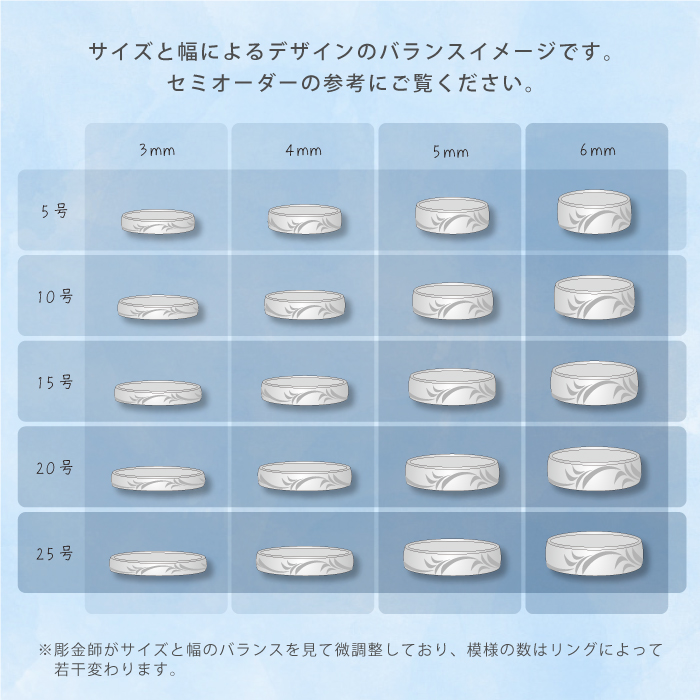 クラシカルなツタ模様 彫金ペアリング（純チタン）金属アレルギー対応