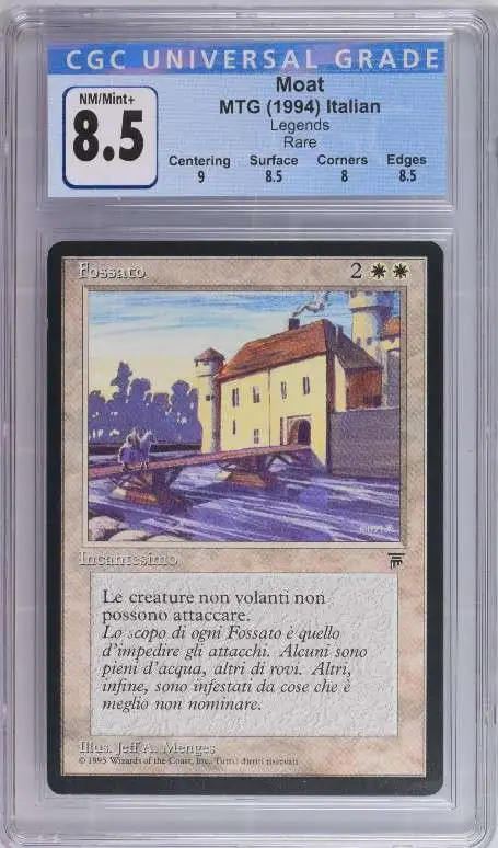 Magic The Gathering Legends Single Card Rare Moat Italian Graded