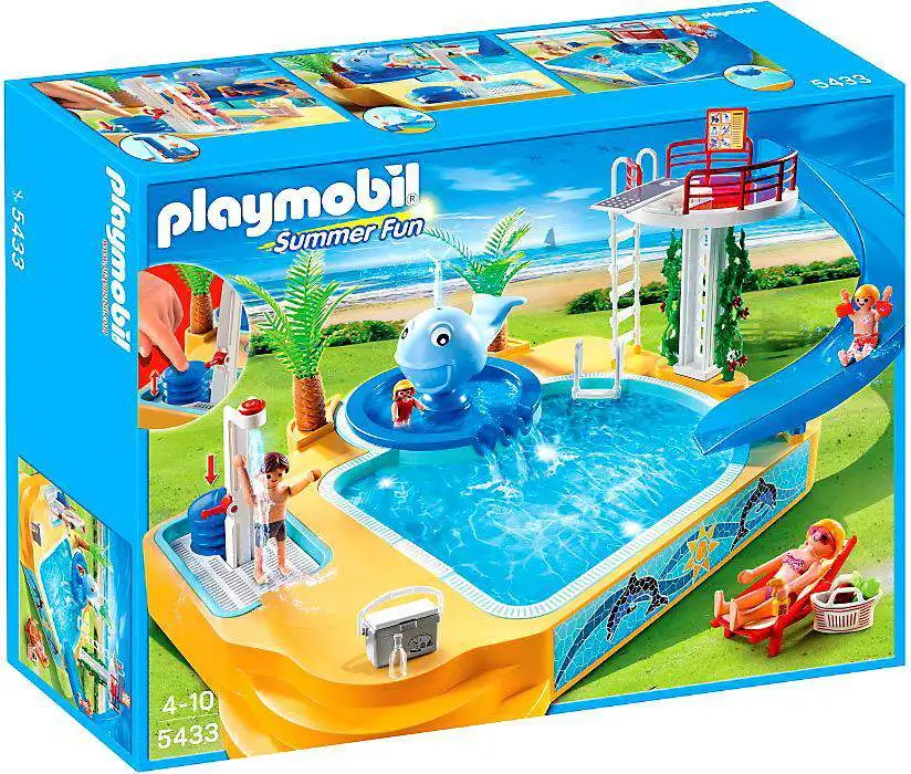 Playmobil Summer Fun Childrens Pool with Whale Fountain Set 5433