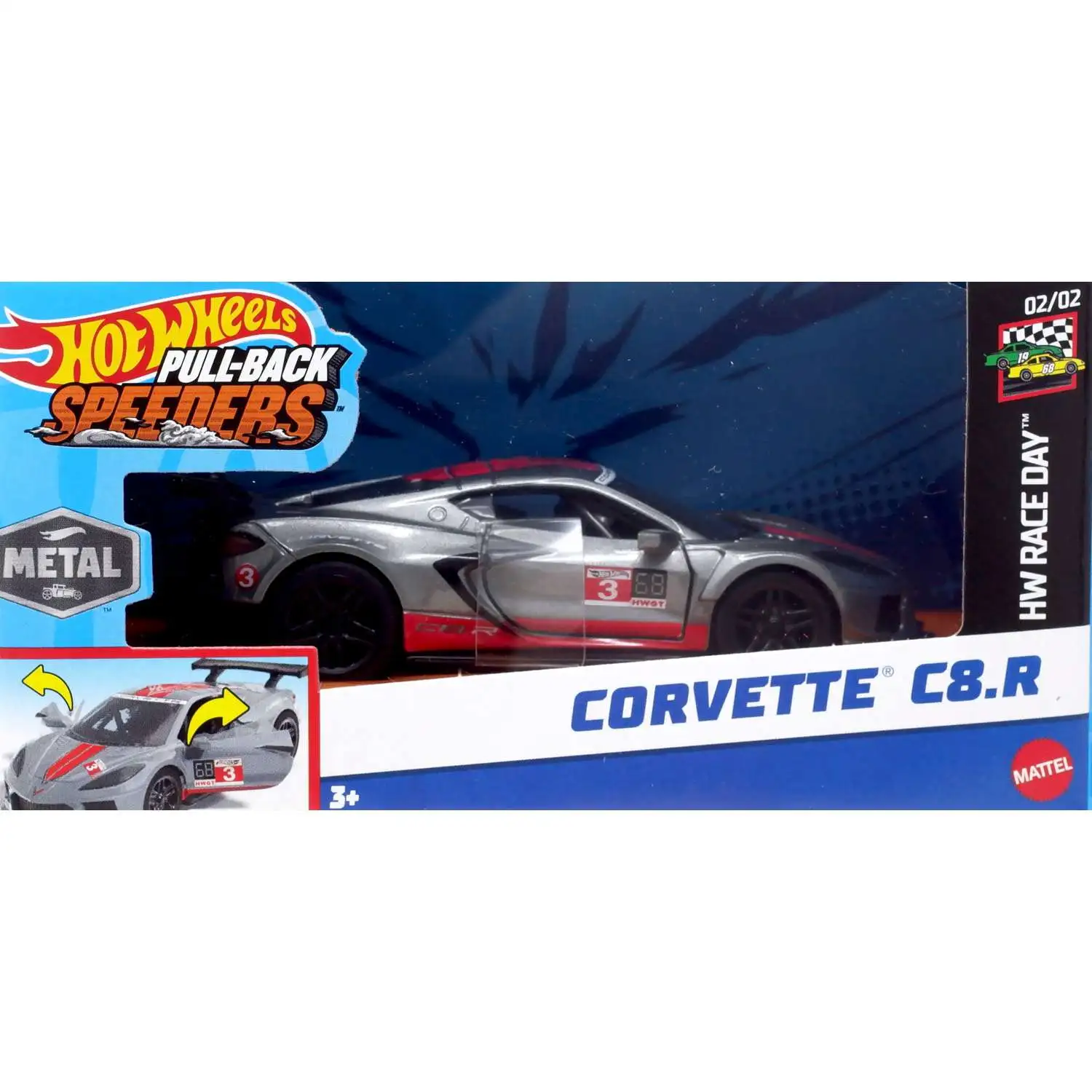 Hot Wheels Pull-Back Speeders Muscle Mania Corvette C8.R 143