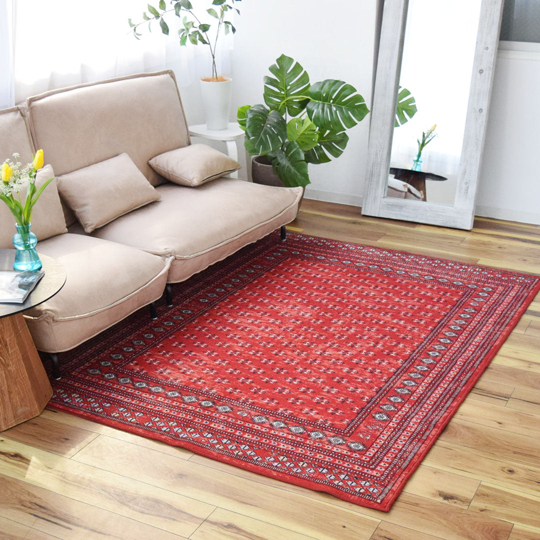 ヴィンテージ風ラグ TOCORU Series ブハラ ループ レッド– ラグと