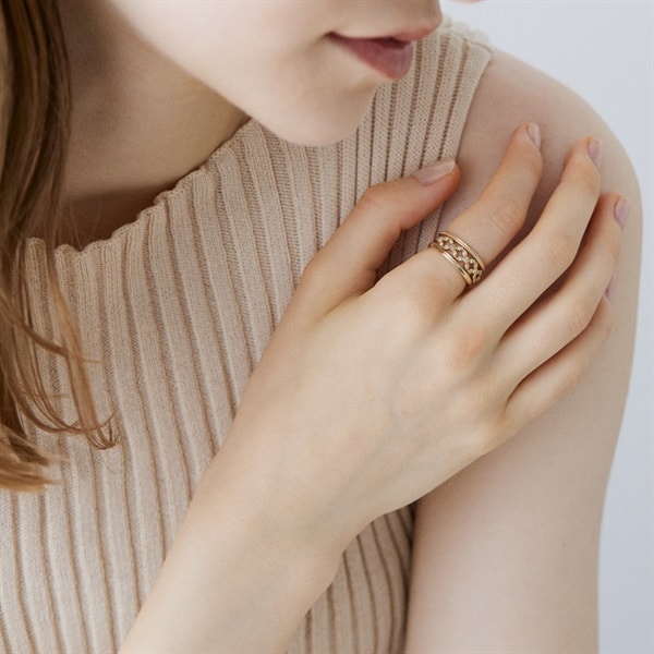 K10イエローゴールド/K18イエローゴールド リング3本セット