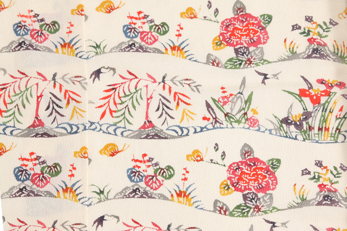 人間国宝 芹沢銈介作 型絵染 小紋地 「草花文」 未仕立て品 | 特選