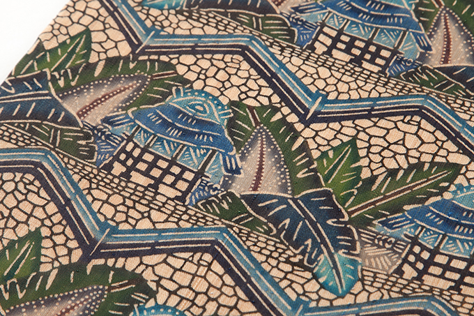 日本工芸会正会員 城間栄順作 本紅型 芭蕉布 九寸名古屋帯 | 特選