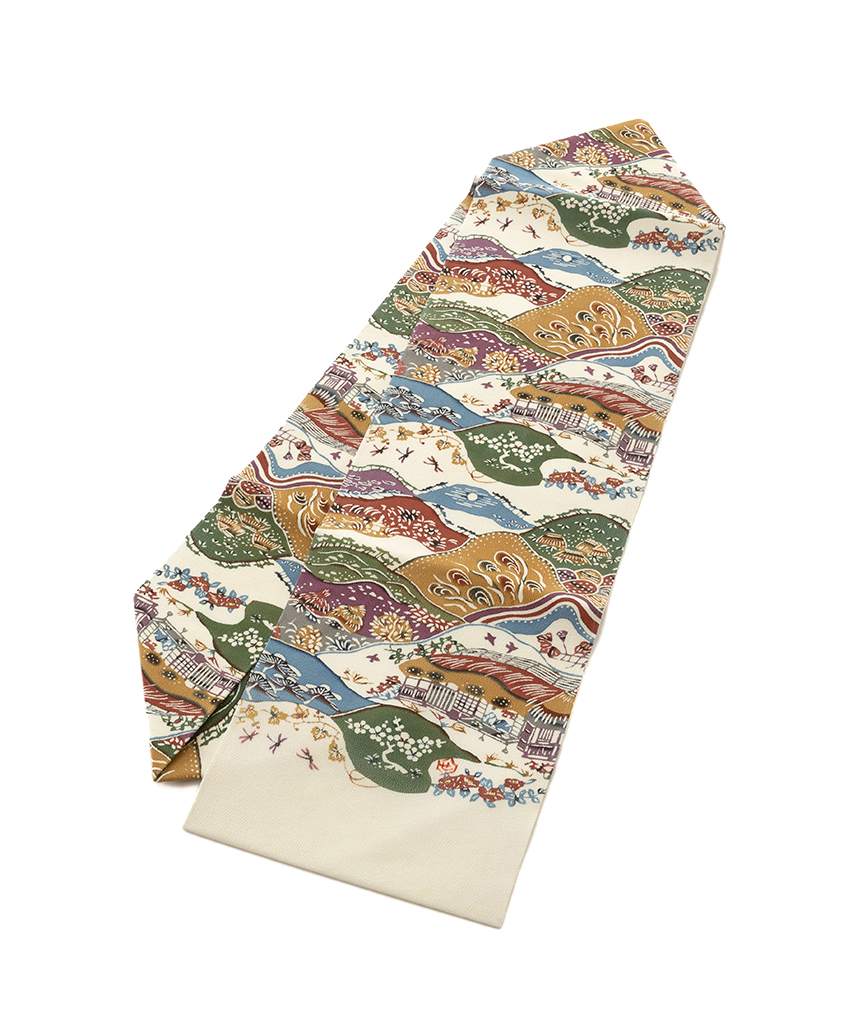 人間国宝 芹沢銈介作 型絵染 縮緬九寸名古屋帯 | 特選きものコレクション