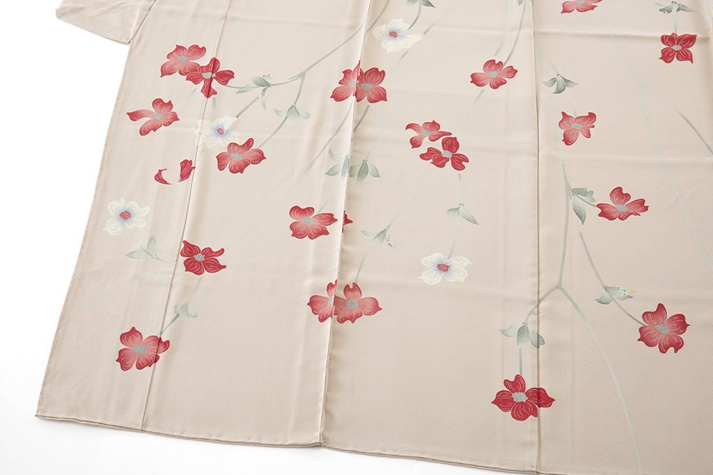 由水煌人作 本加賀友禅 訪問着地 「花水木」 未仕立て品 | 特選きもの