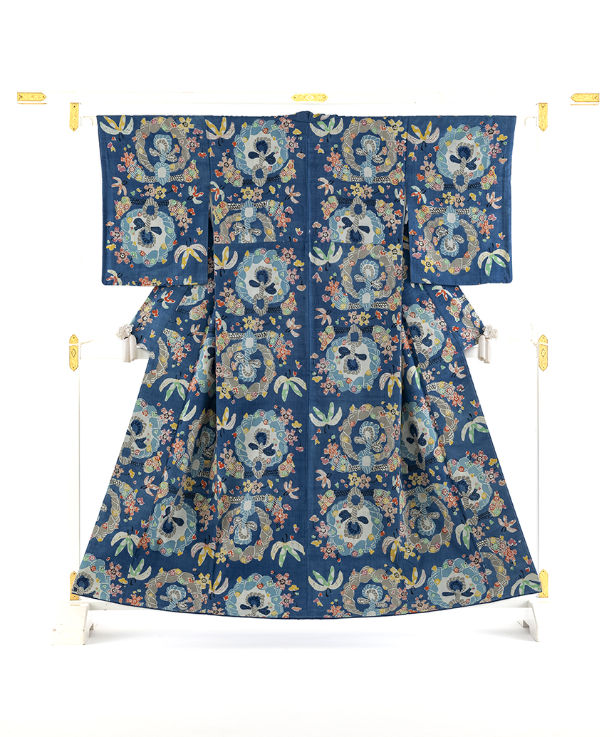 関美穂子作 型絵染 紬着物 | 特選きものコレクション