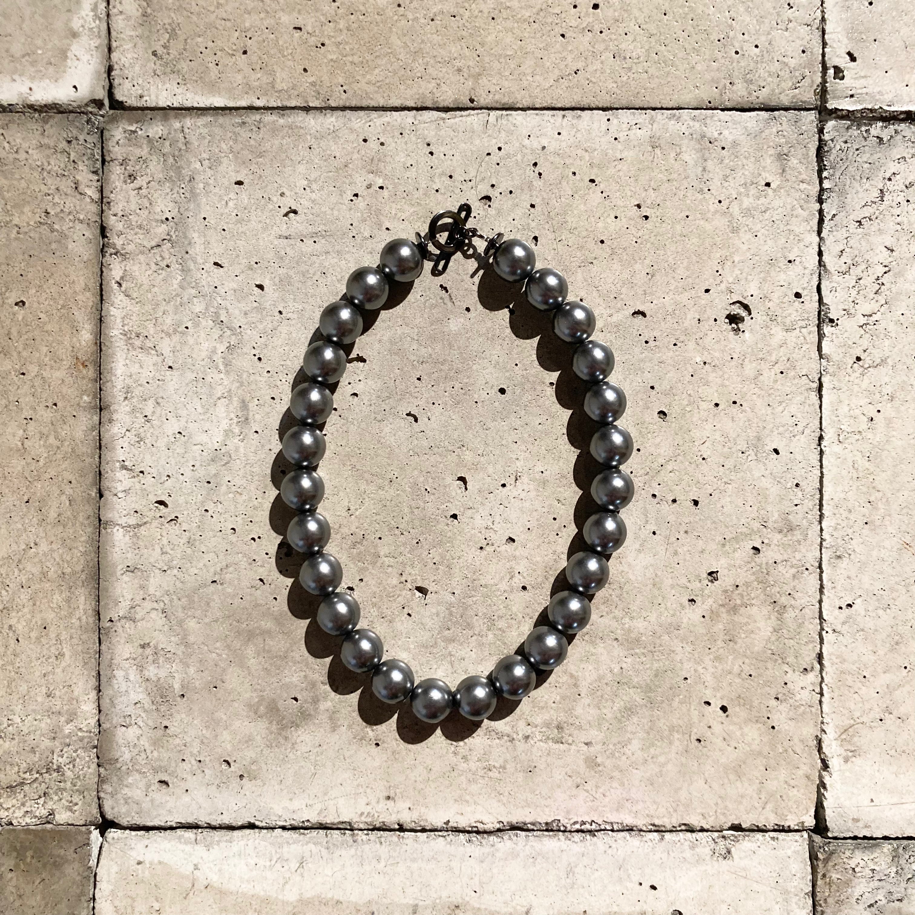 m's braque】DEADSTOCK BEADS SEPARABLE NECKLACE / Navy × Metallic