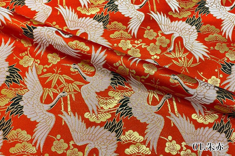金襴生地販売 飛翔鶴松竹梅 (全2色)柄の和柄生地通販なら都香庵