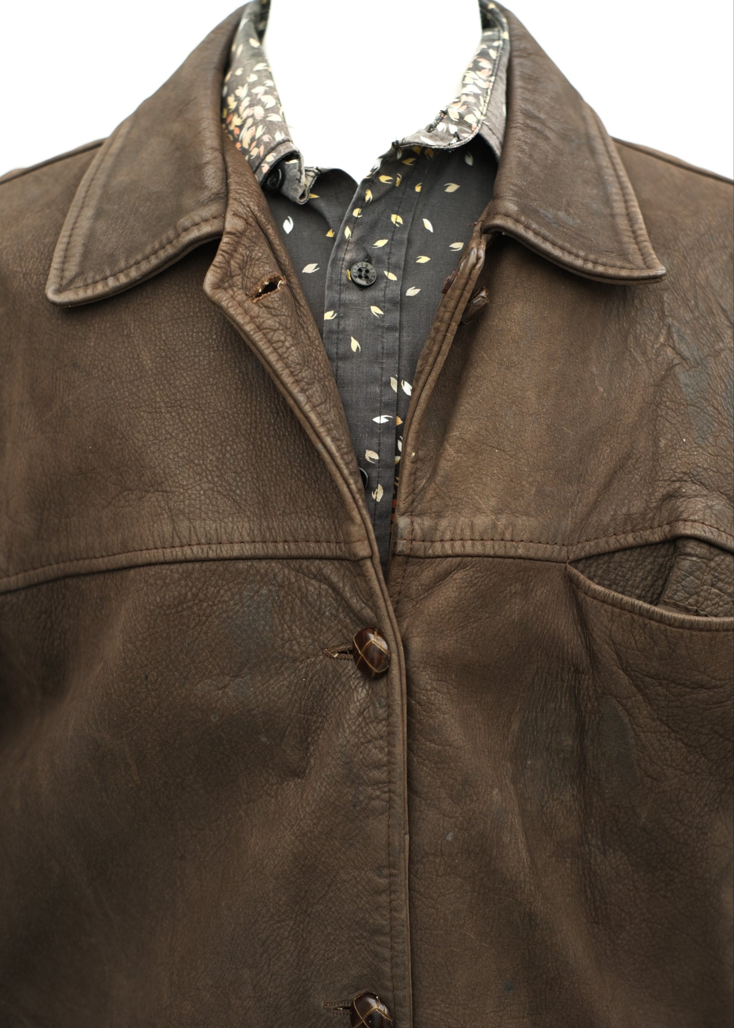 Vintage 60s Brown Suede Leather Box Jacket • 44