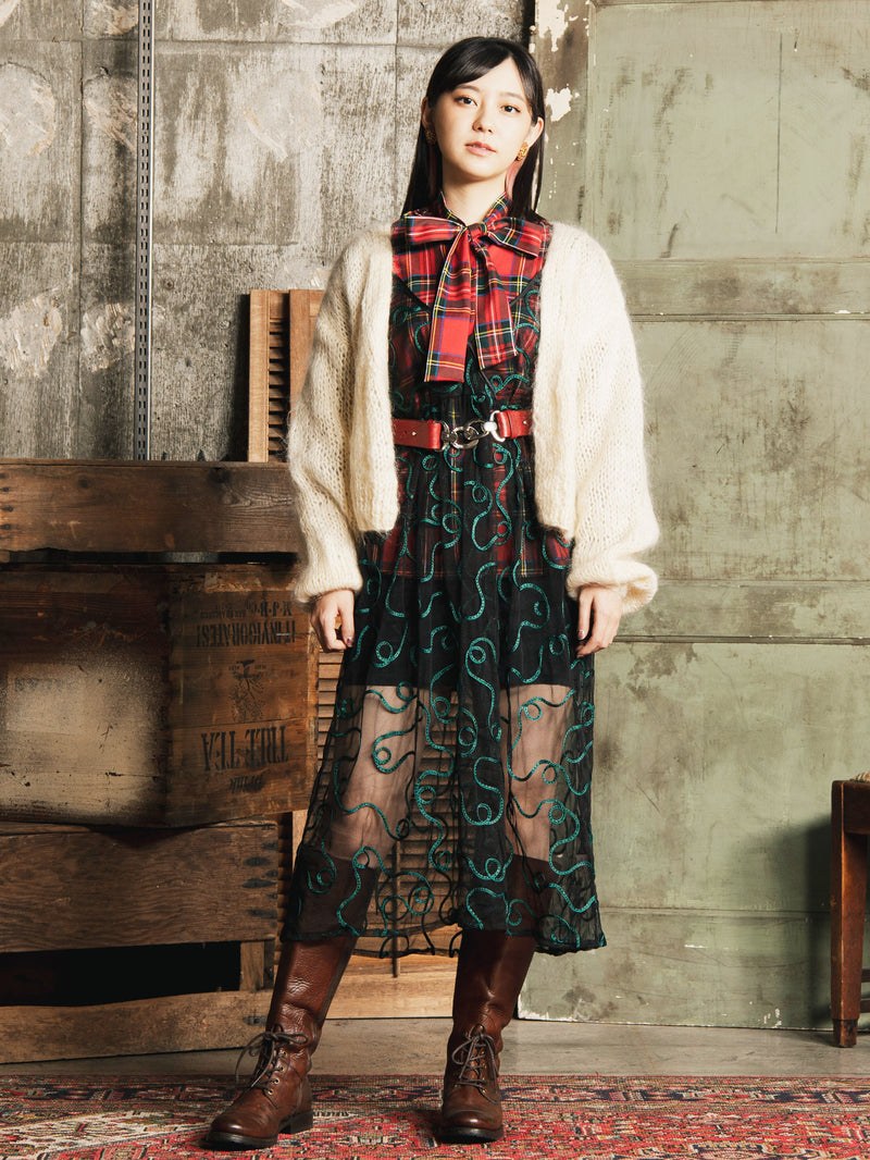 2色展開】Meridian 長袖 タータンチェック ボウタイブラウス – 古着屋