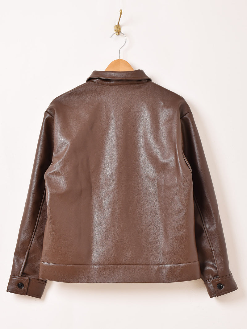 3色展開】Backers フェイクレザー ジップアップジャケット – 古着屋Top