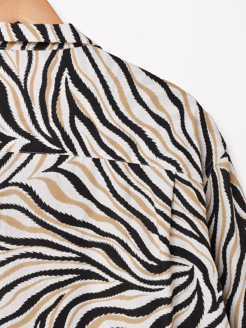 Backers ゼブラ柄 長袖 オープンカラーシャツ – 古着屋Top of the Hill