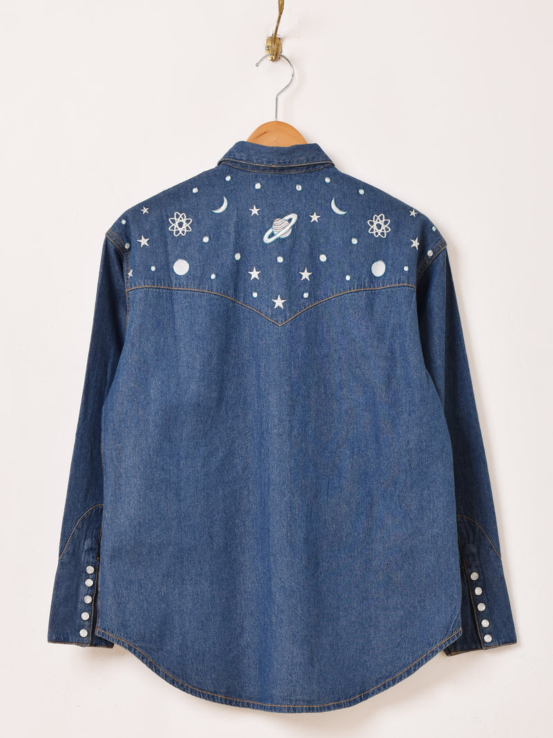 Emerald Motel スペース柄 刺繍 ウエスタン デニムシャツ – 古着屋Top