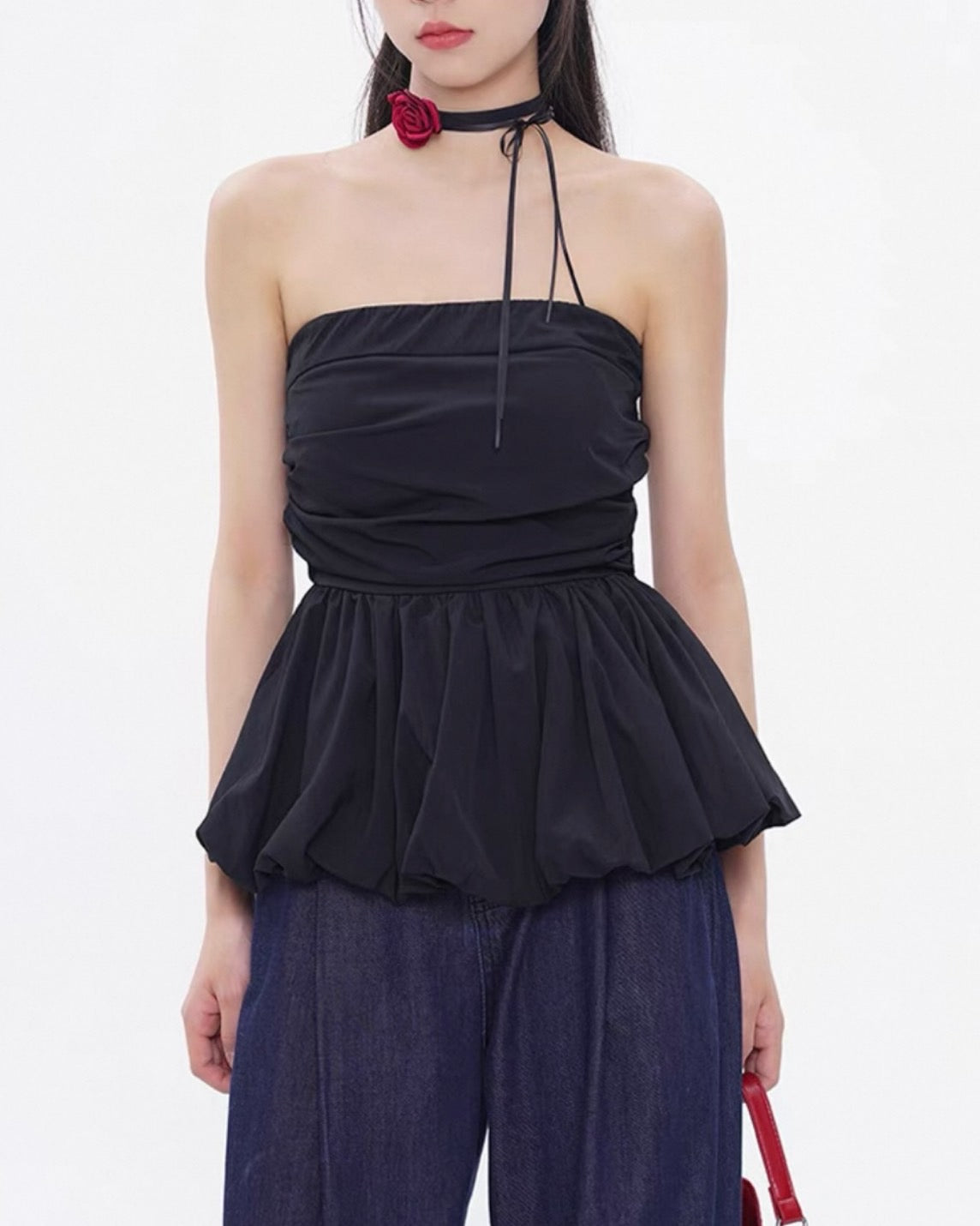 TORUGATO ペプラムチューブトップ 即日発送】チューブトップペプラム