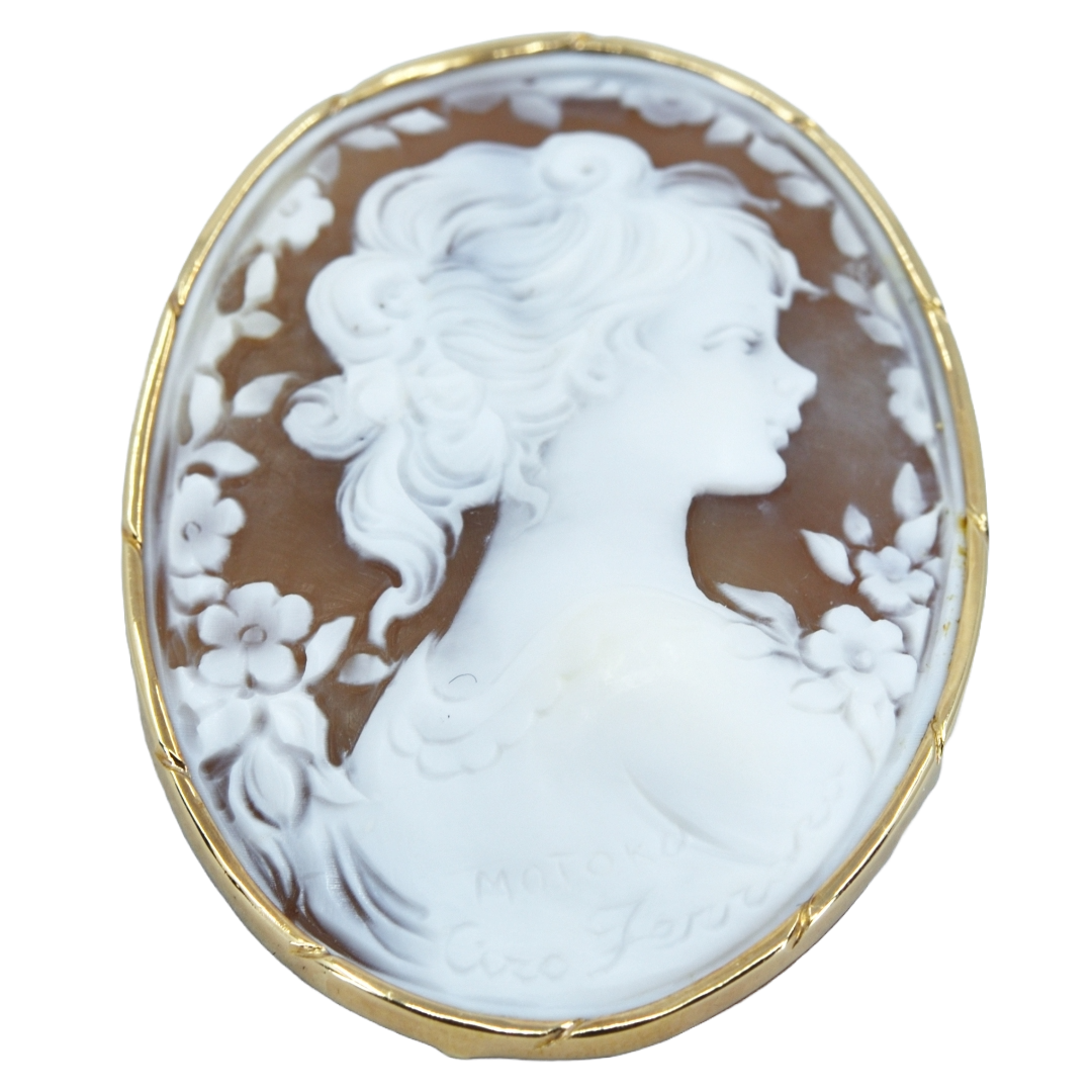 カメオ ブローチ 枠K18 貝 ヴィンテージ | 中古通販 | 【公式