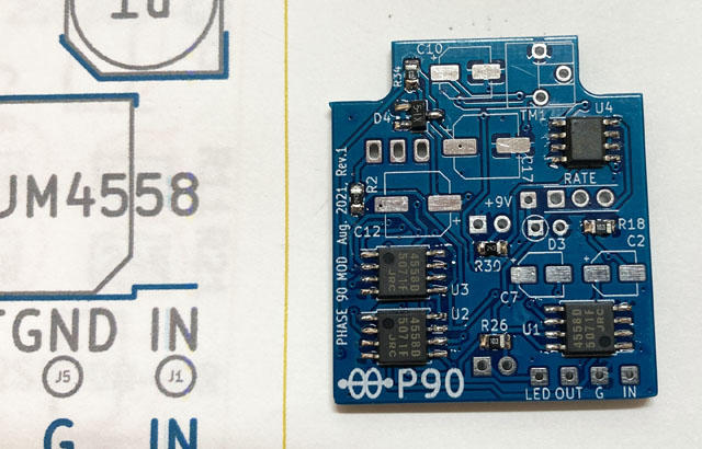 MXR Phase 90 MOD チップ部品ミニサイズエフェクタ自作レポート