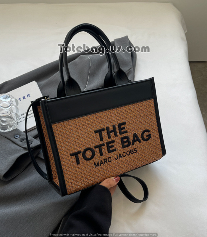 Shop Black & Brown Woven Tote Bag By Marc Jacobs Online