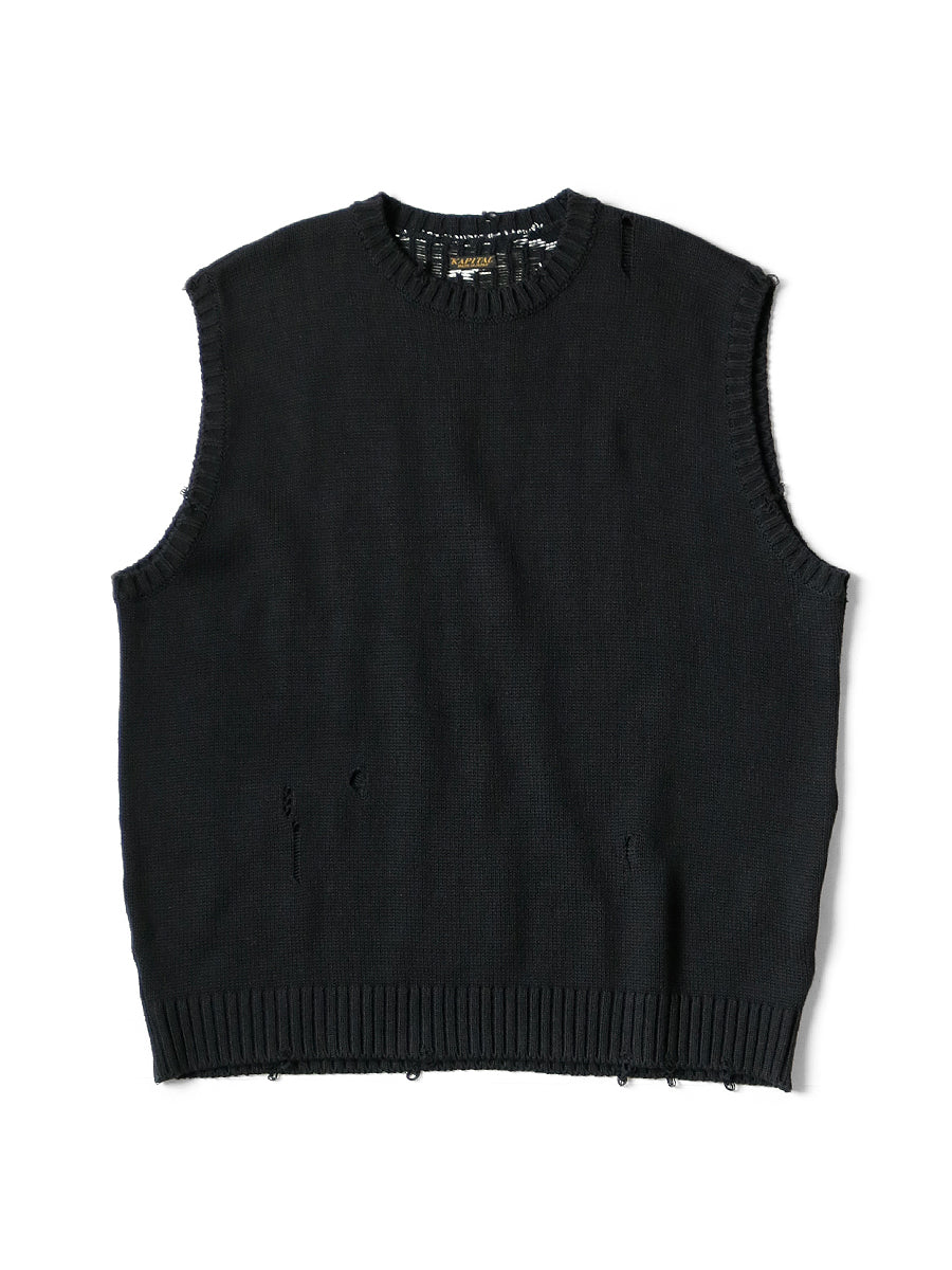 Kapital 5G Cotton Knit BONE Vest - Black – Totem Brand Co.