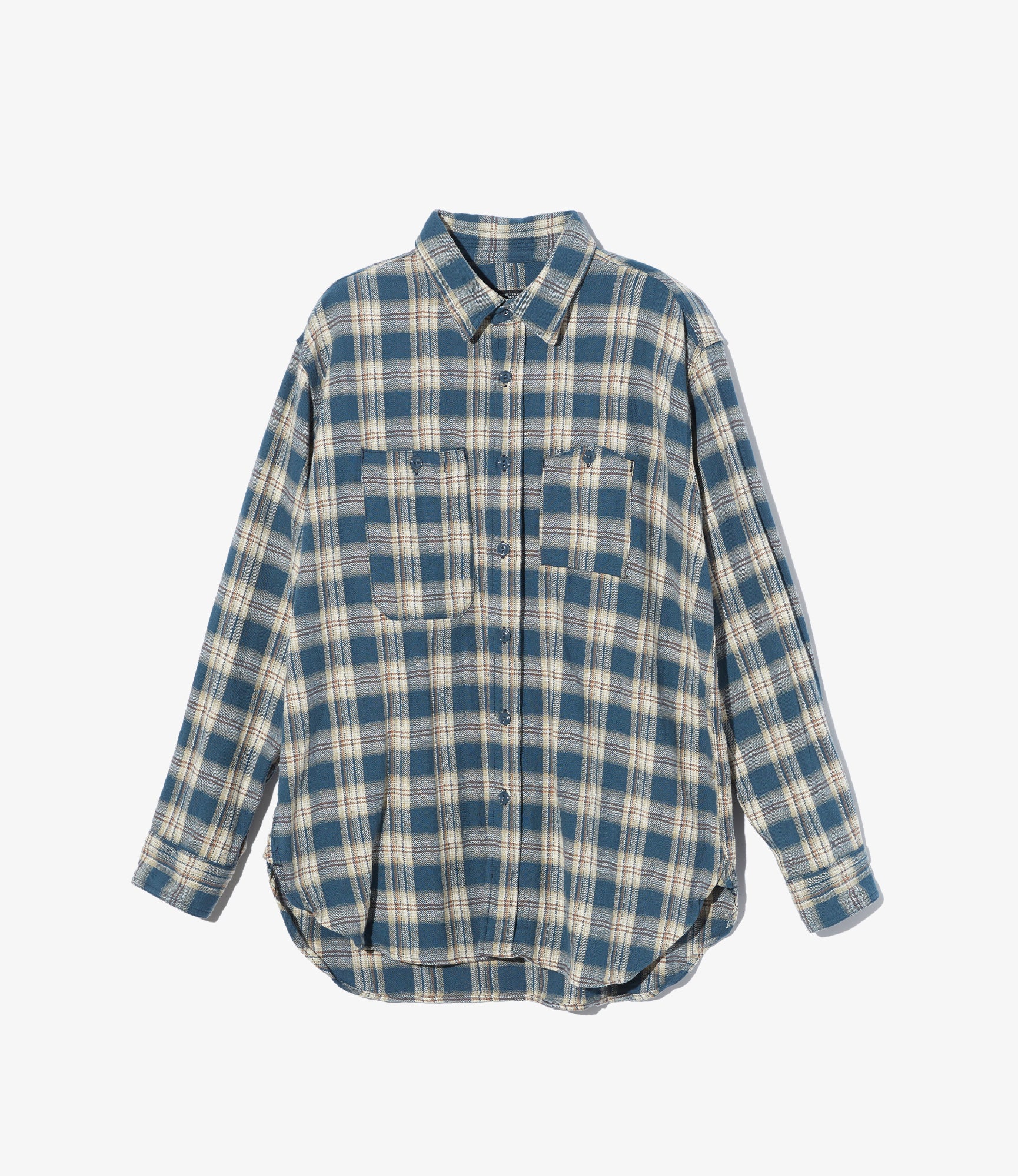 Engineered Garments Work Shirt - Navy Cotton Plaid Jacquard