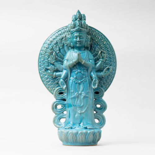 柴窯 青釉千手観音立像 – Blue Glaze Kannon | 陶磁オンライン美術館ー
