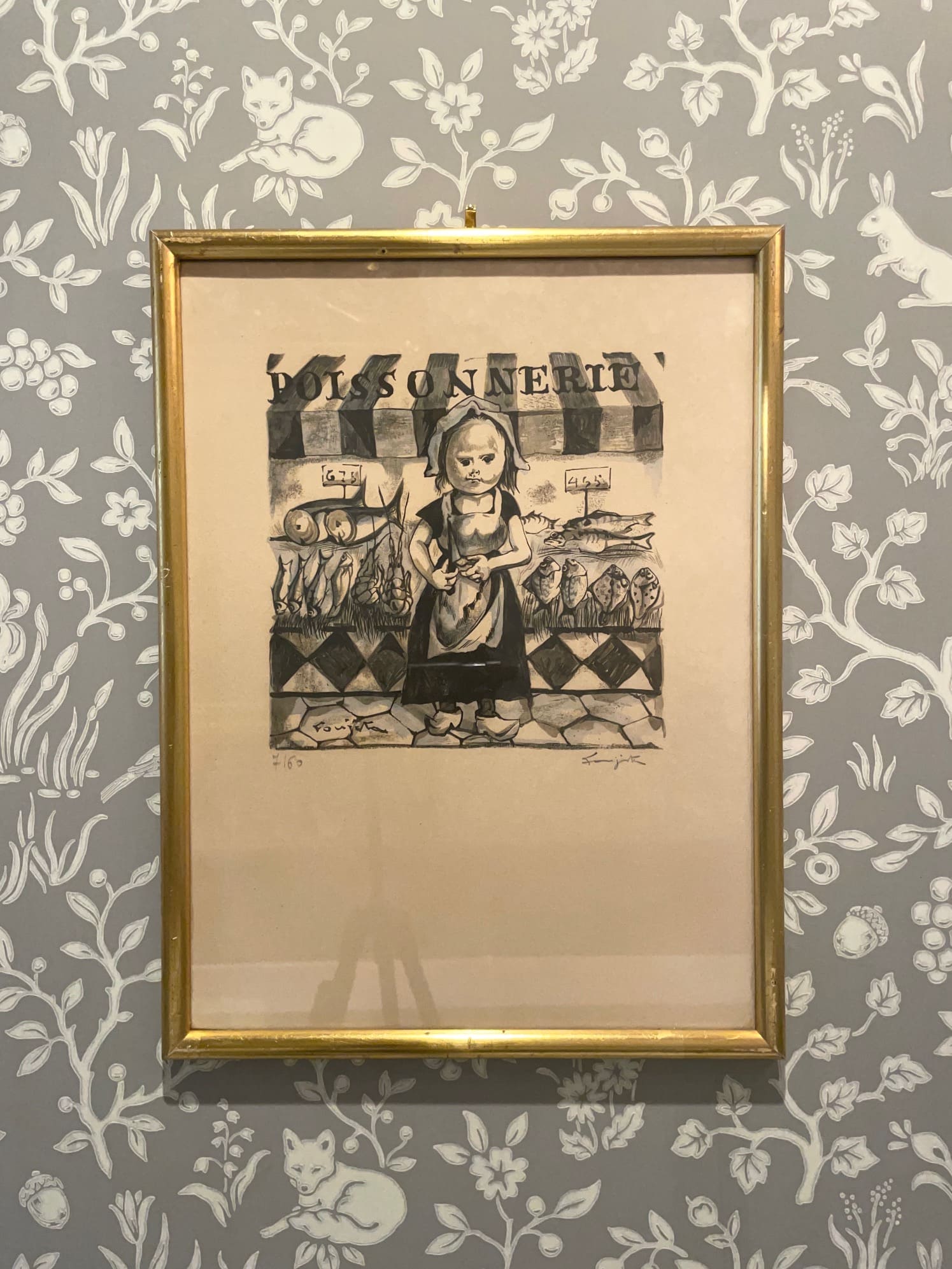 レオナール・フジタ 木版画 小さな職人 「魚屋」直筆サイン入り hpt480