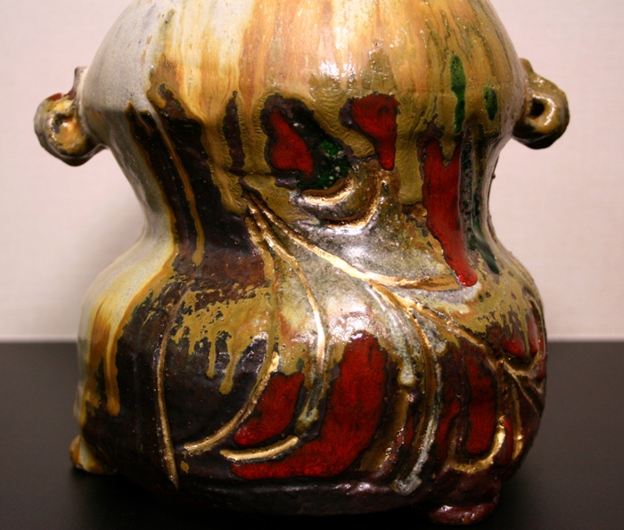 安倍安人 彩色備前水指 共箱