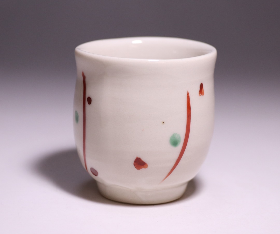 伊勢崎 満 作 「赤絵ぐい呑」 ～備前焼専門卸小売店 川口陶楽苑～