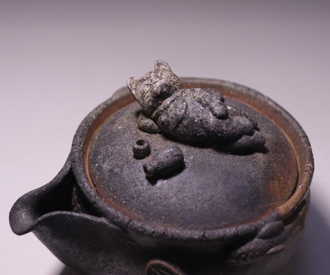 備前焼 宝瓶 招福 昇り龍 備前焼 作家物 宝瓶 急須 茶器 茶道具 龍 備前焼