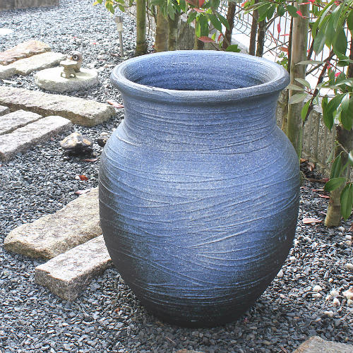 楽天市場】【ポイント15倍】信楽焼 大型 フラワーベース 青釉 かぶり