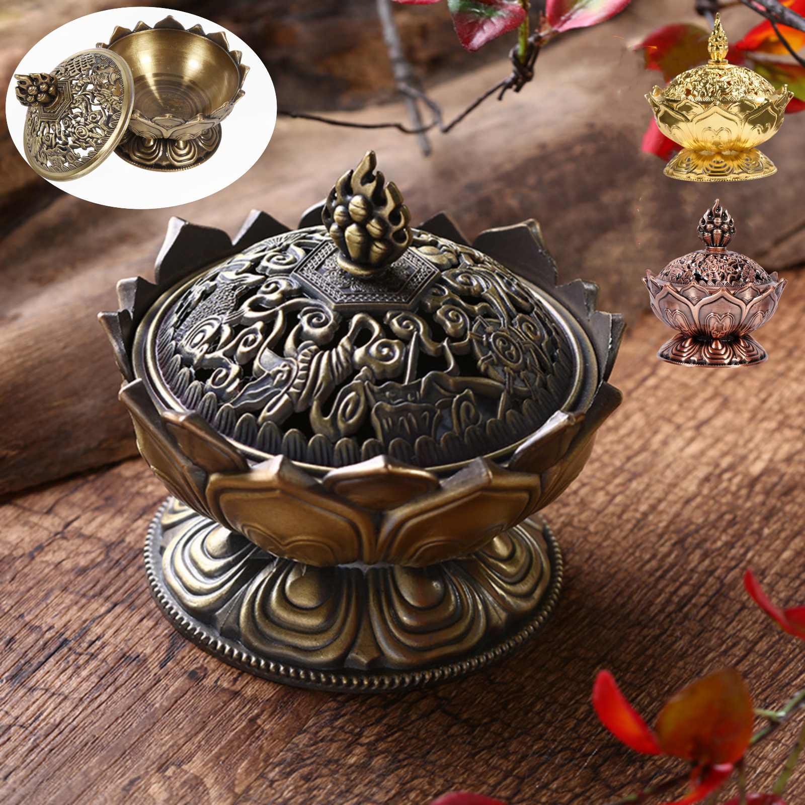 楽天市場】香炉 仏具 香皿 チベット インテリア アンティーク調 合金