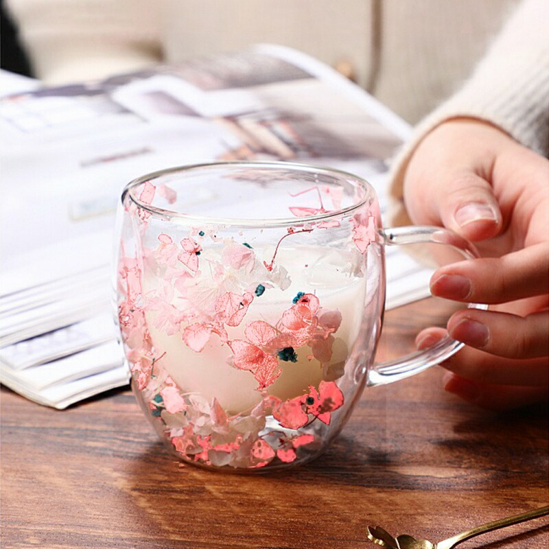 楽天市場】ガラスカップ【2個セット】ダブルウォールグラス 取っ手付き