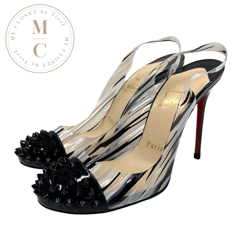 Christian Louboutin ホワイトスタッズハイヒール値下げした 中古