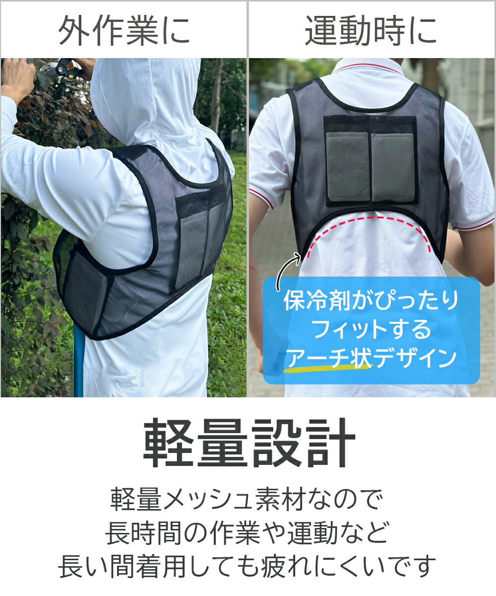 楽天市場】メッシュベスト 熱中症対策 保冷剤ベスト 保冷剤クール