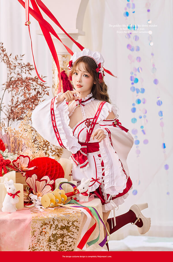 楽天市場】[正規品]【即納】コスプレ 新年 巫女 メイド ウエイトレス