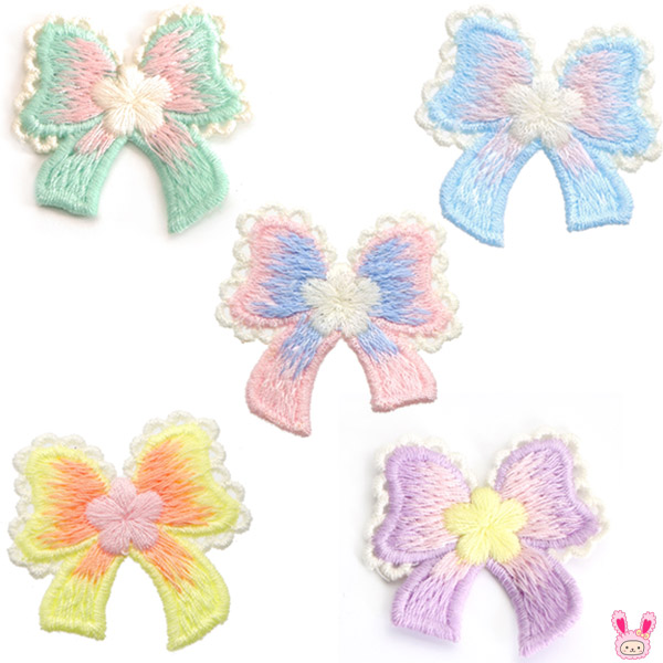 楽天市場】ガーリーリボンとお花の刺繍パーツ 6個 : まんま母さんのりぼん