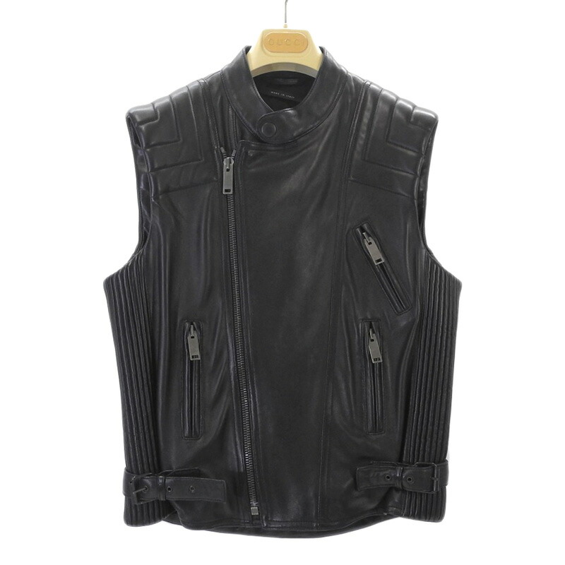 楽天市場】GUCCI グッチ ライダース ベスト メンズ ラムレザー