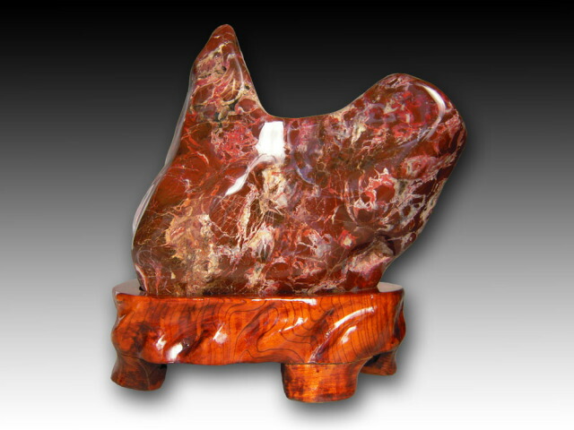 楽天市場】紅加茂石 水石 磨き 景石 鑑賞石 赤石 台付き 飾り石 希少