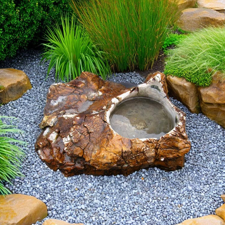 楽天市場】つくばい 珪化木 木化石 水鉢 手水鉢 大きい 庭石 天然石