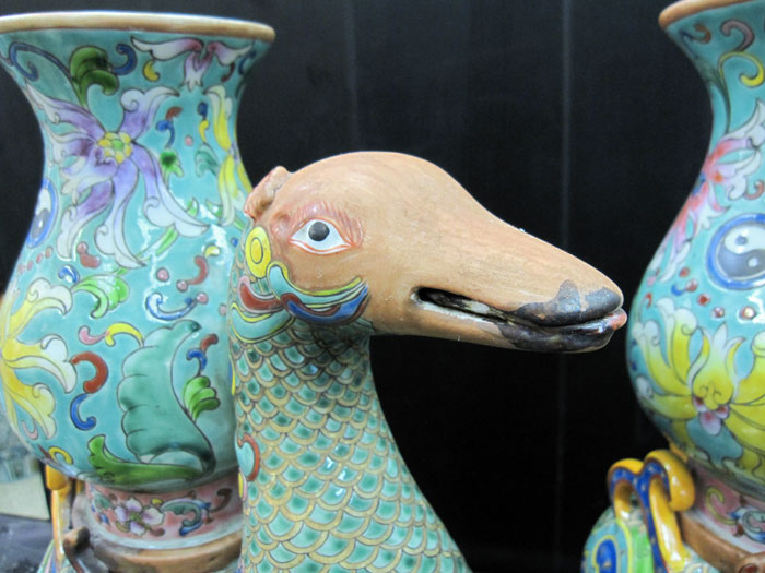 楽天市場】景徳鎮 十錦 動物飾り壺（1対） 高さ約35cm 中国 陶磁器