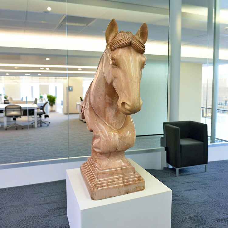 楽天市場】1点もの 大理石彫刻 馬の頭部 (茶) 高さ82cm 動物像