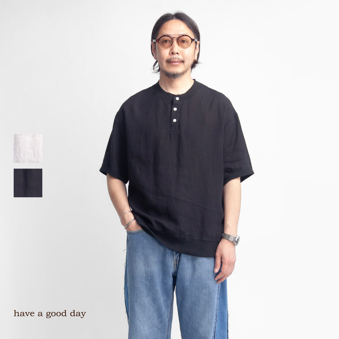 楽天市場】have a good day ハブアグッドデイ 麻100％ リネン ヘンリー