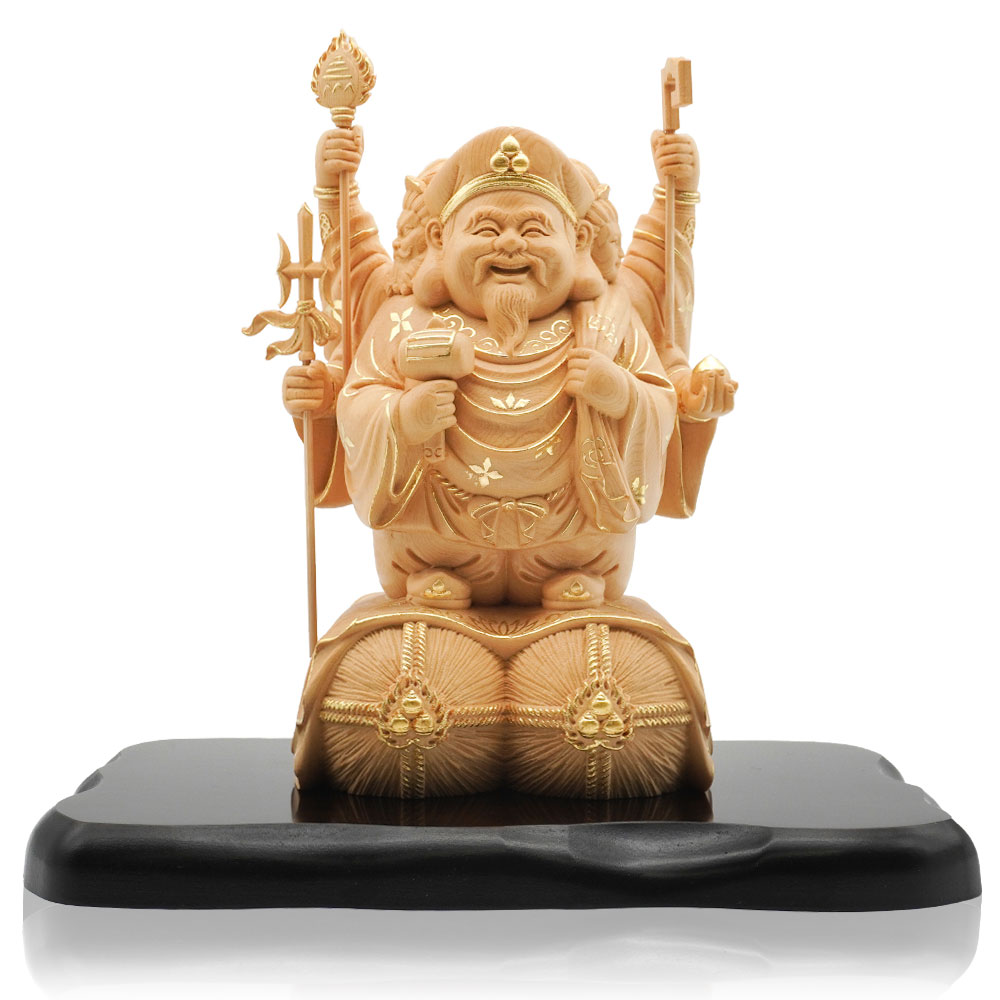 楽天市場】三面大黒天 弁財天 毘沙門天 置物 七福神 木彫り 長寿 開運